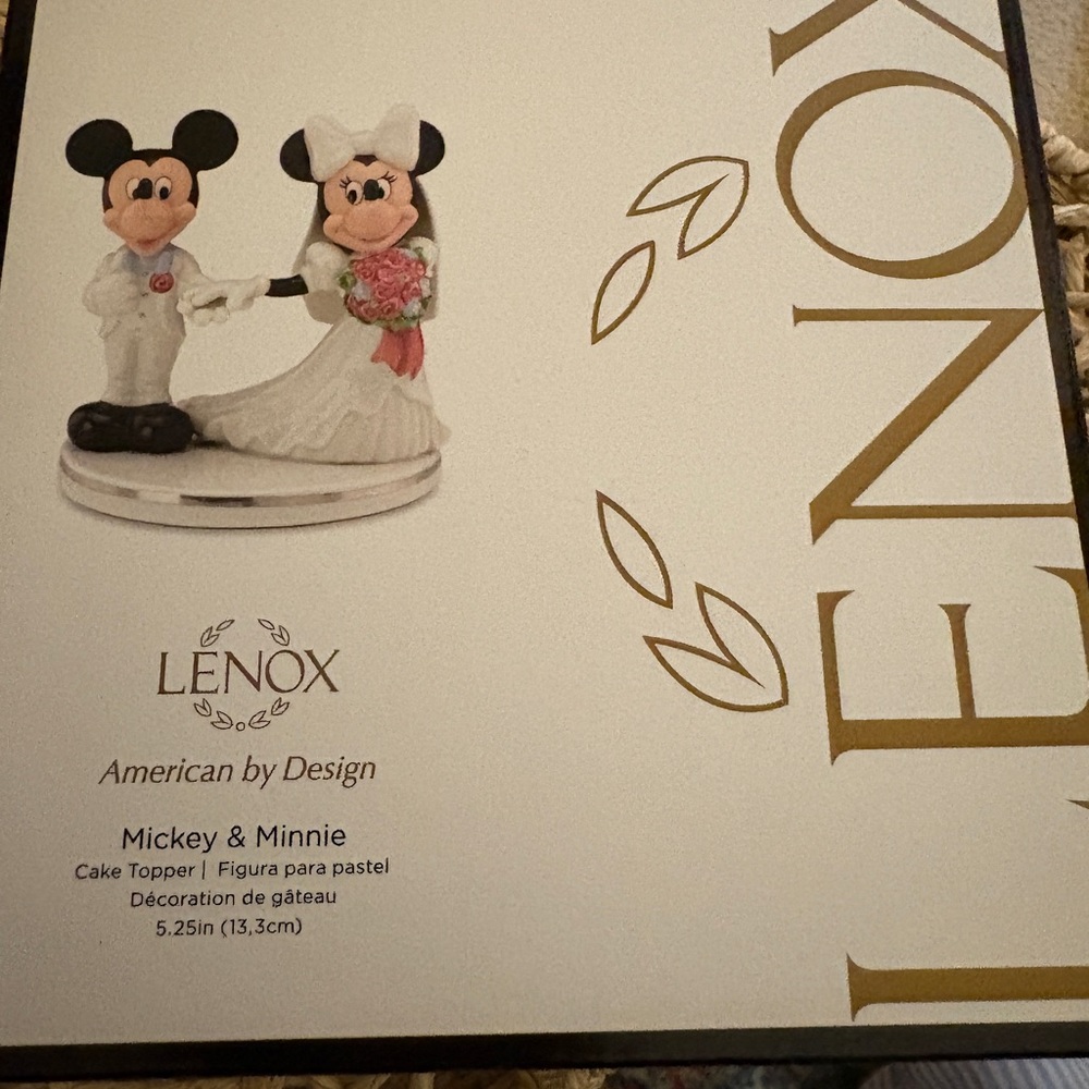 Lenox Mickey & Minnie Wedding Cake Topper - White and Pink